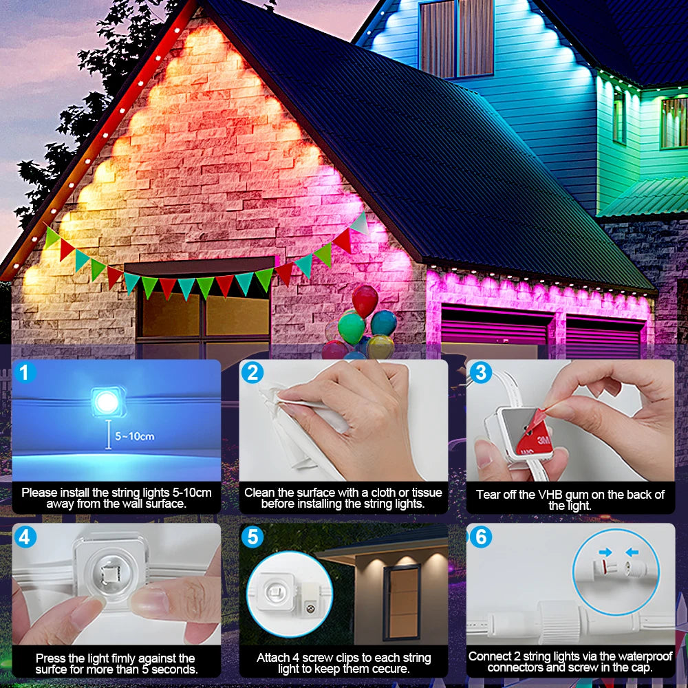 Smart RGBIC Permanent Outdoor Lights With AI